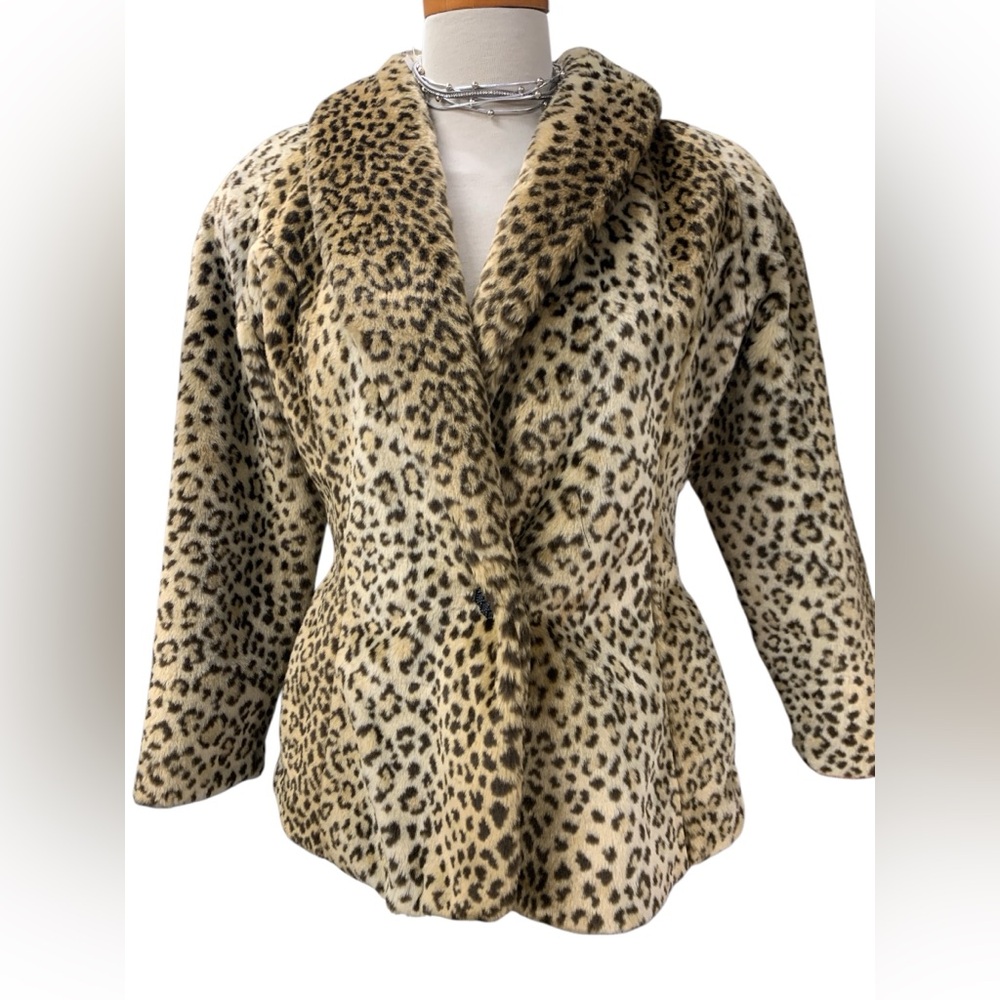 Olympia Animal Print Teddy Jacket Size S